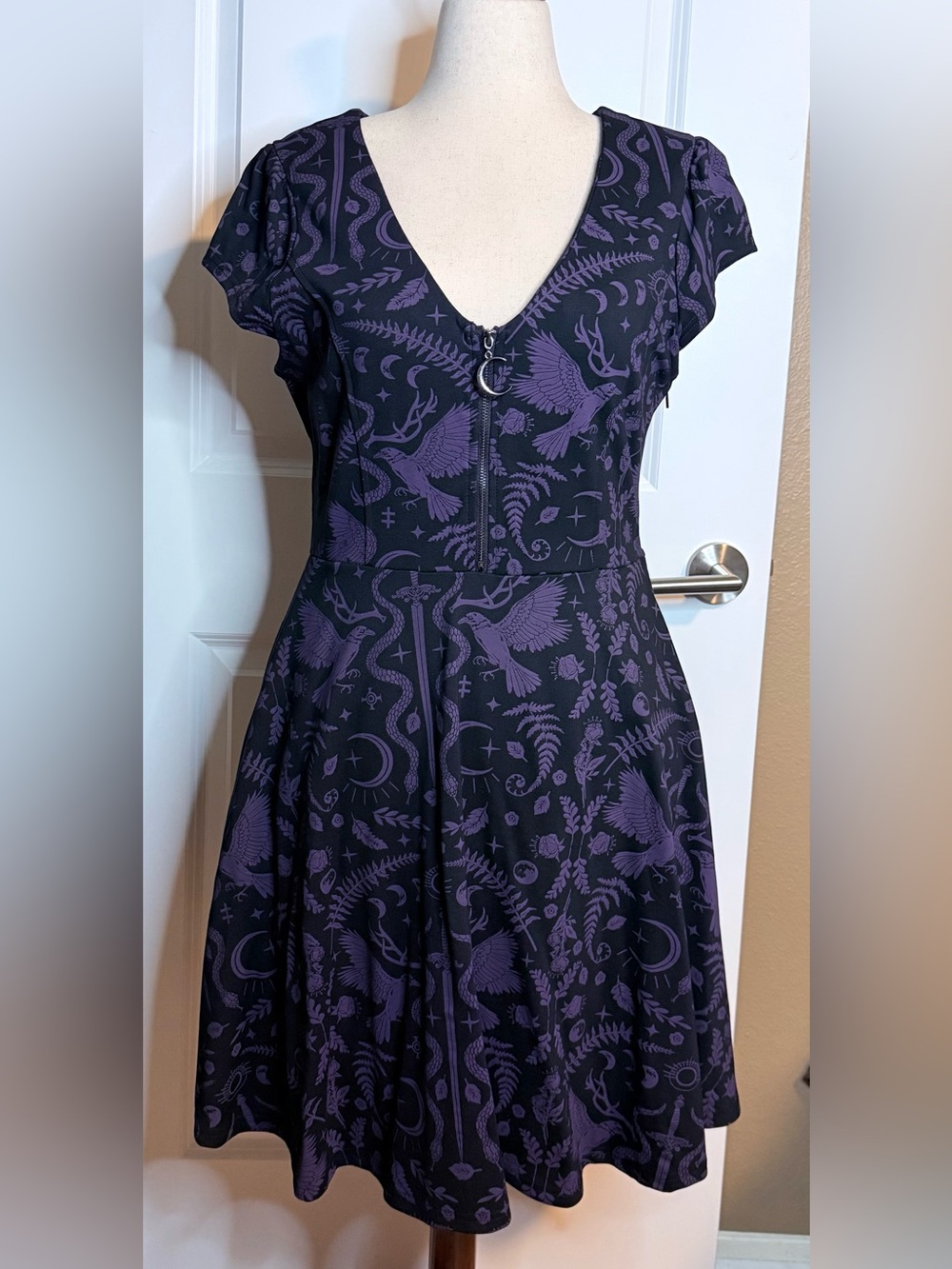 NWT Midnight Hour | Women’s L | Zip Front Skater Dress | Black Purple | Sold Out